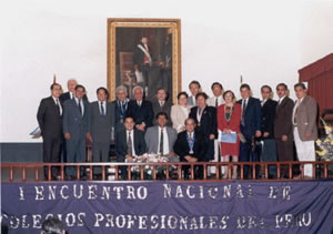 COLEGIO DE PROFESORES DEL PERU - DECANO NACIONAL DR. LUIS PALACIOS REYES PARTICIPA EN EL I ENCUENTRO NACIONAL DE COLEGIOS PROFESIONALES DEL PERU